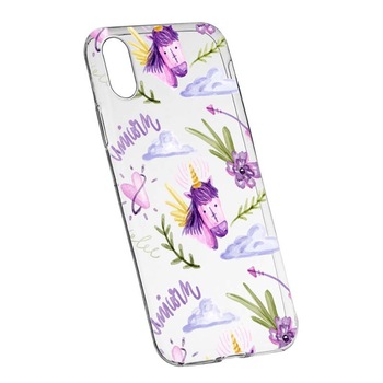 Husa Silicon, Transparent, Slim, Unicorn Pattern, Sony XA1 Husa Silicon, Transparent, Slim, Unicorn Pattern, Sony XA1