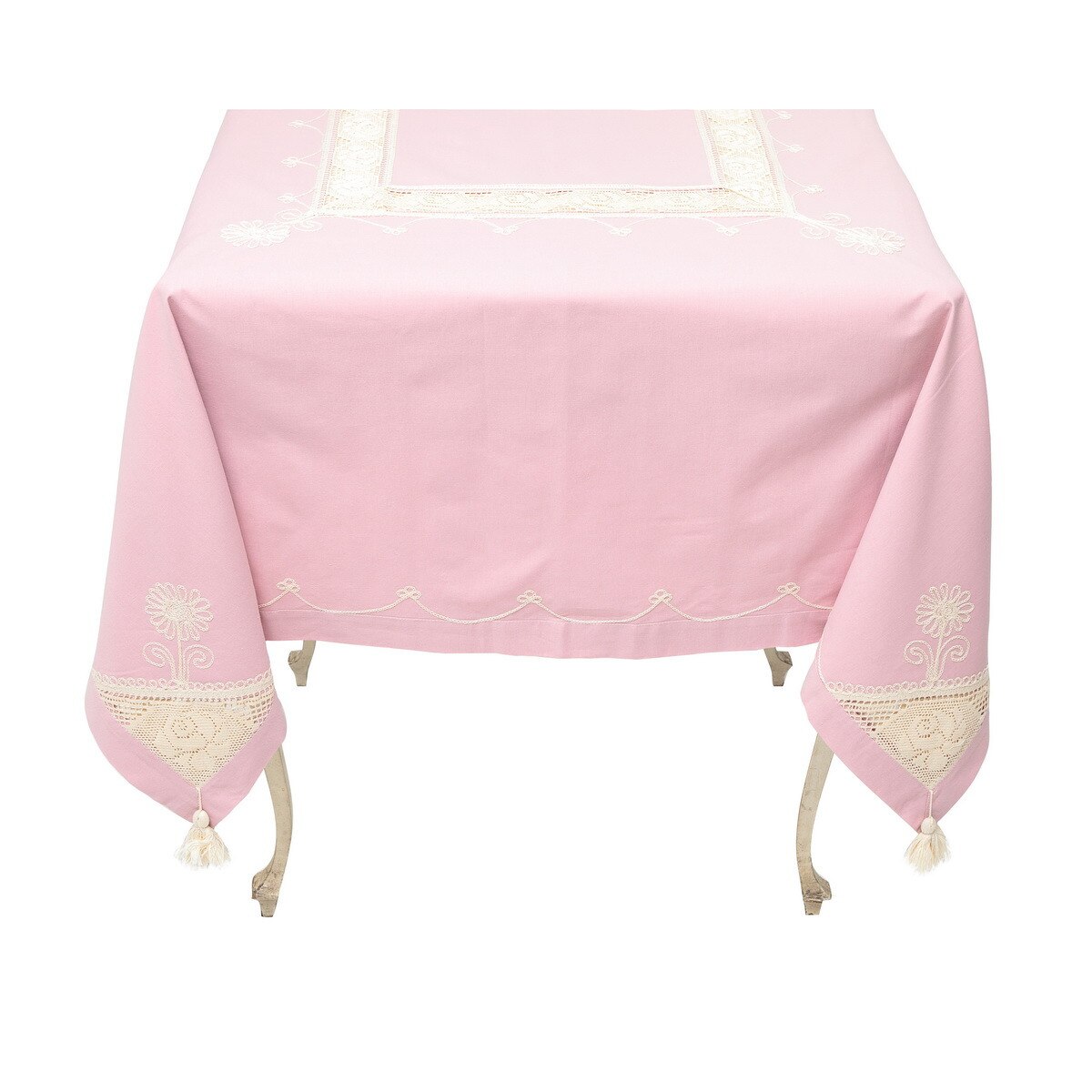 Fata de masa Valentini Bianco, 100% bumbac, culoare roz, 140x140 cm, BK004