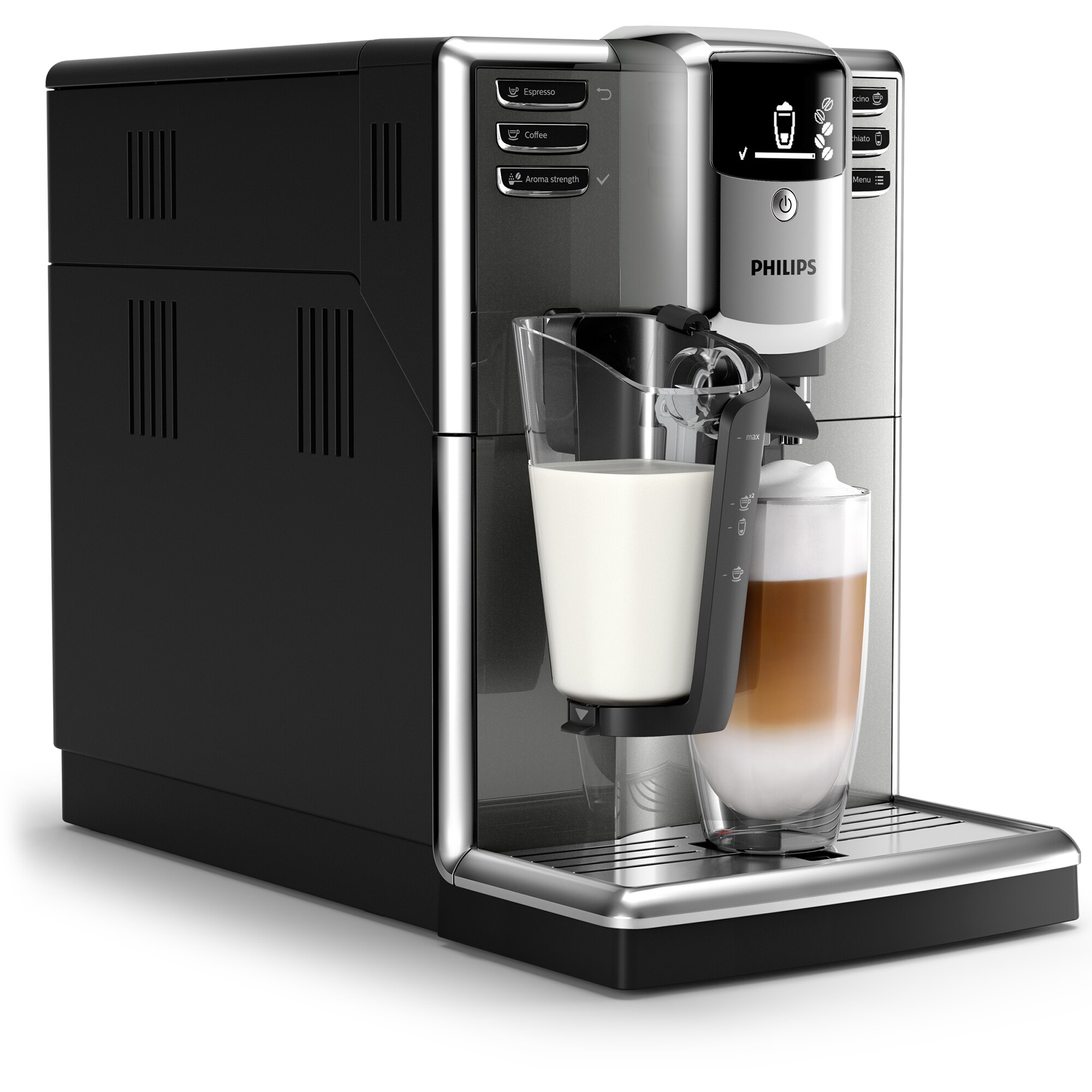 Meter dessert Risky Espressor automat Philips Seria 5000 EP5334/10, sistem de llapte LatteGo, 6  bauturi, filtru AquaClean, rasnita ceramica, optiune cafea macinata,  functie Memo, Gri antracit - eMAG.ro