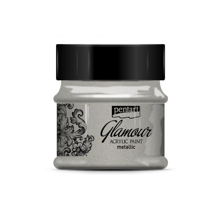 Vopsea acrilica metalizata GLAMOUR pe baza de apa Pentart - platinum, 50 ml