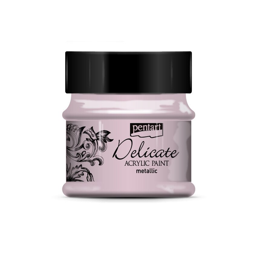 Vopsea acrilica metalizata DELICATE pe baza de apa Pentart - argintiu lila, 50 ml