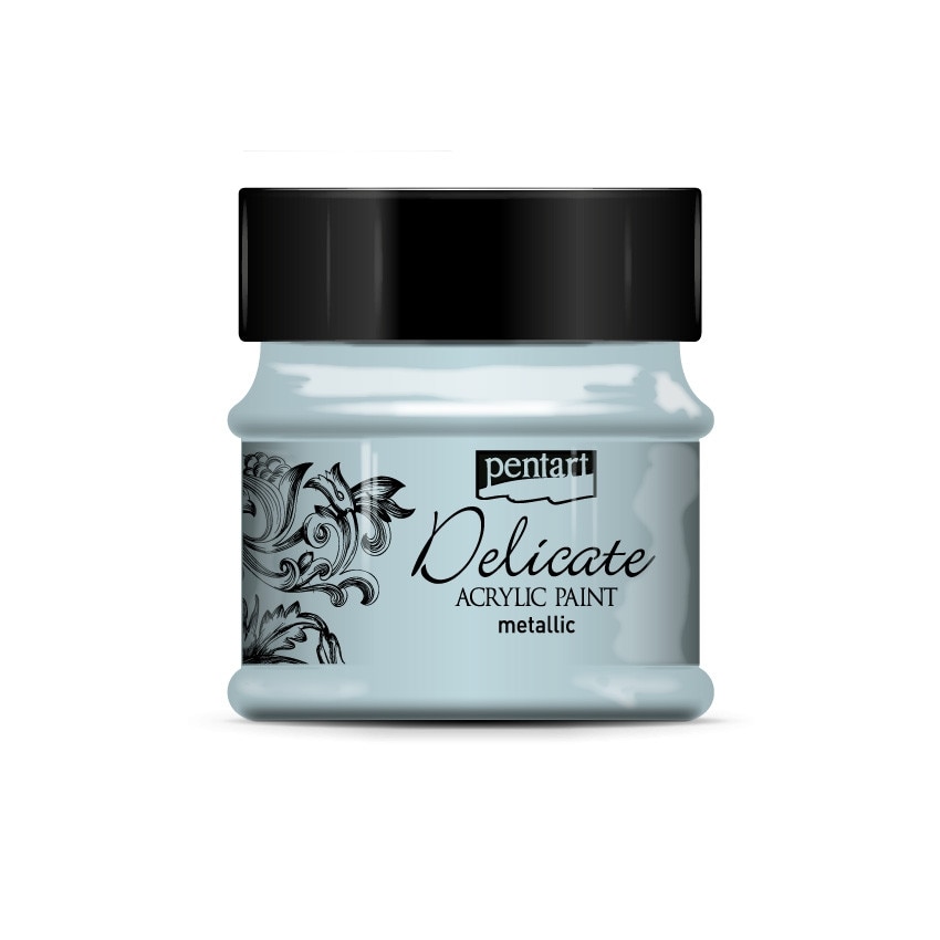 Vopsea acrilica metalizata DELICATE pe baza de apa Pentart - argintiu albastru, 50 ml