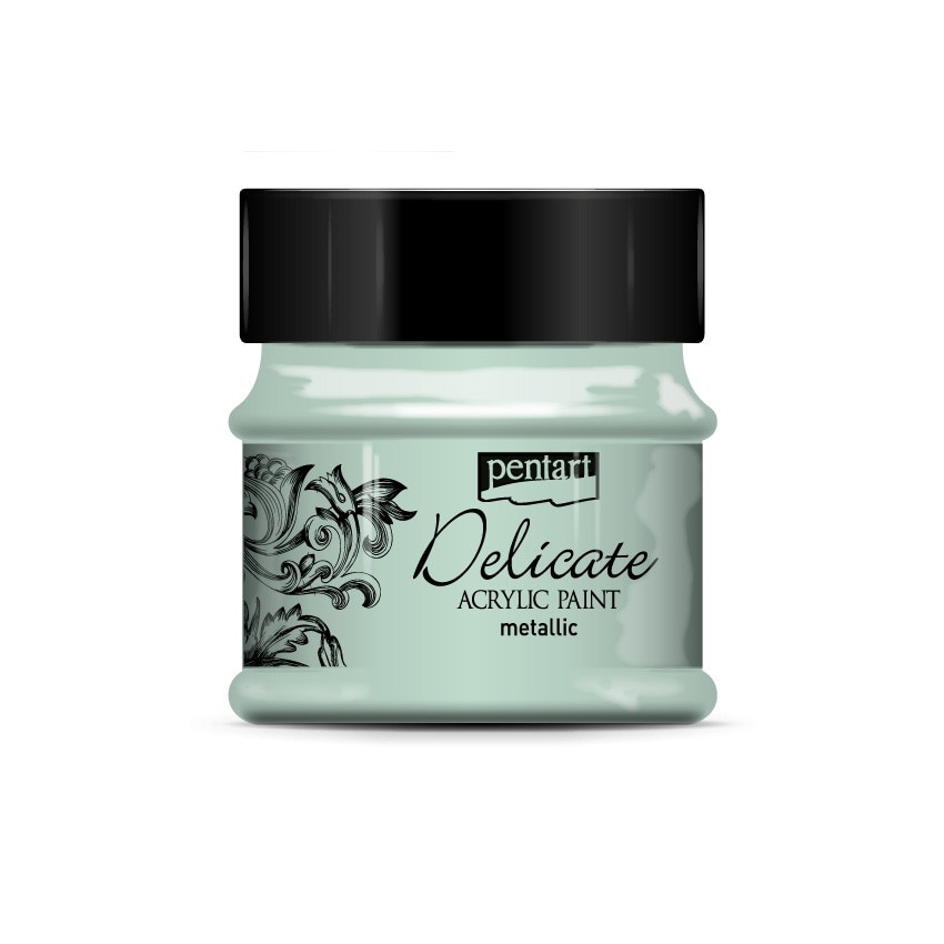 Vopsea acrilica metalizata DELICATE pe baza de apa - argintiu verde, 50 ml