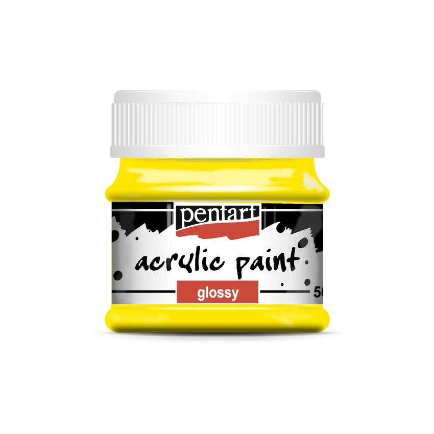Vopsea acrilica lucioasa pe baza de apa Pentart - galben, 50 ml