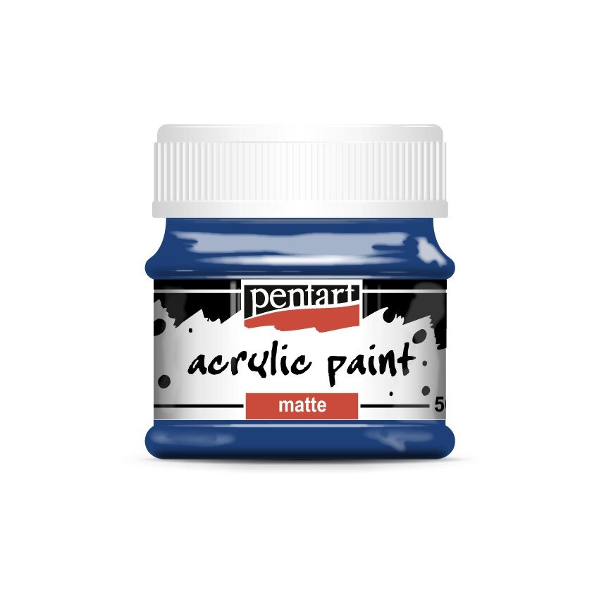 Vopsea acrilica mata pe baza de apa Pentart - albastru inchis, 50 ml