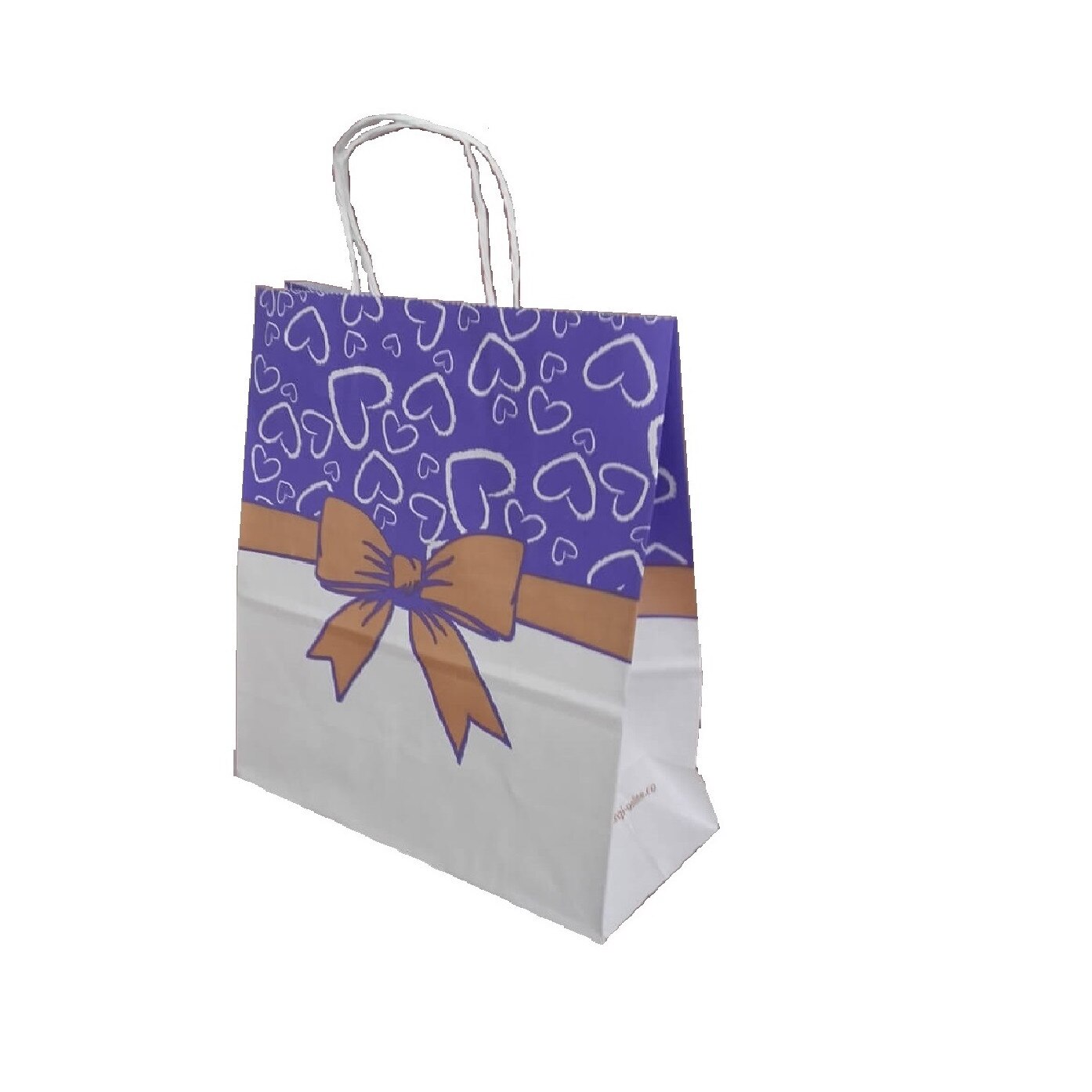 Set Pungi Cadou din Hartie Kraft Imprimate Mov cu Fundita, 24x11x28 cm, 50 buc/set