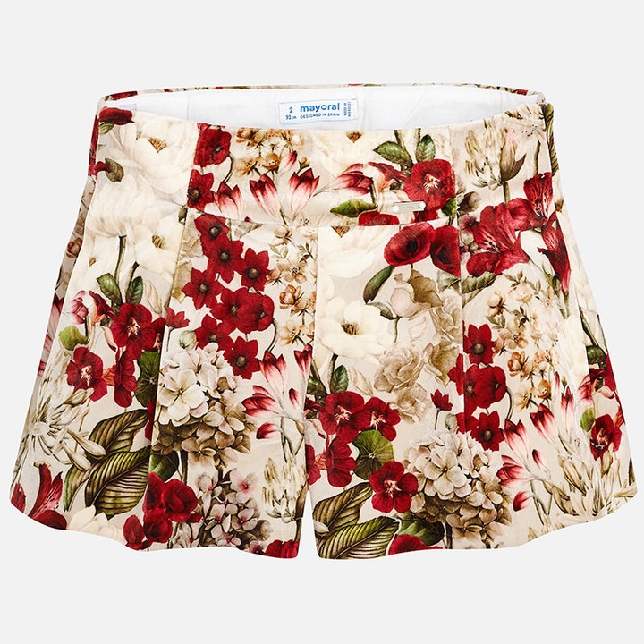Pantaloni scurti Mayoral cu motiv floral, Crem
