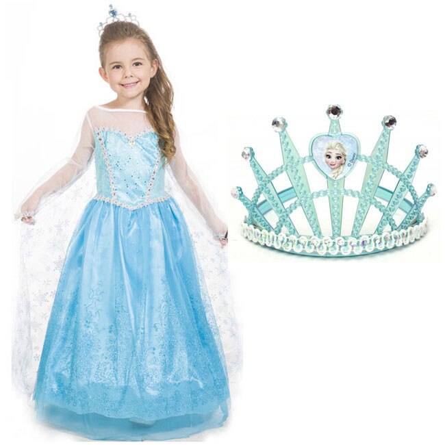 Rochie fetite Elsa Frumoasa Regina a Zapezii 3-4ani + Diadema