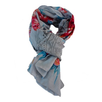 Esarfa casual cu forma clasica si design multicolor,D&J Exclusive, Gri Esarfa casual cu forma clasica si design multicolor,D&J Exclusive, Gri