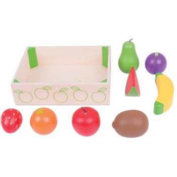 Set Cutiuta cu fructe din lemn BigJigs 8 buc Set Cutiuta cu fructe din lemn BigJigs 8 buc