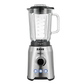 Blender de masa Zass ZSB 09, Putere 1000W, Capacitate 1,5L, Cutit inox cu 6 lame, Cana din sticla termorezistenta, Zdrobire gheata, Butoane cu iluminare LED Albastru, Carcasa Inox Blender de masa Zass ZSB 09, Putere 1000W, Capacitate 1,5L, Cutit inox cu 6 lame, Cana din sticla termorezistenta, Zdrobire gheata, Butoane cu iluminare LED Albastru, Carcasa Inox