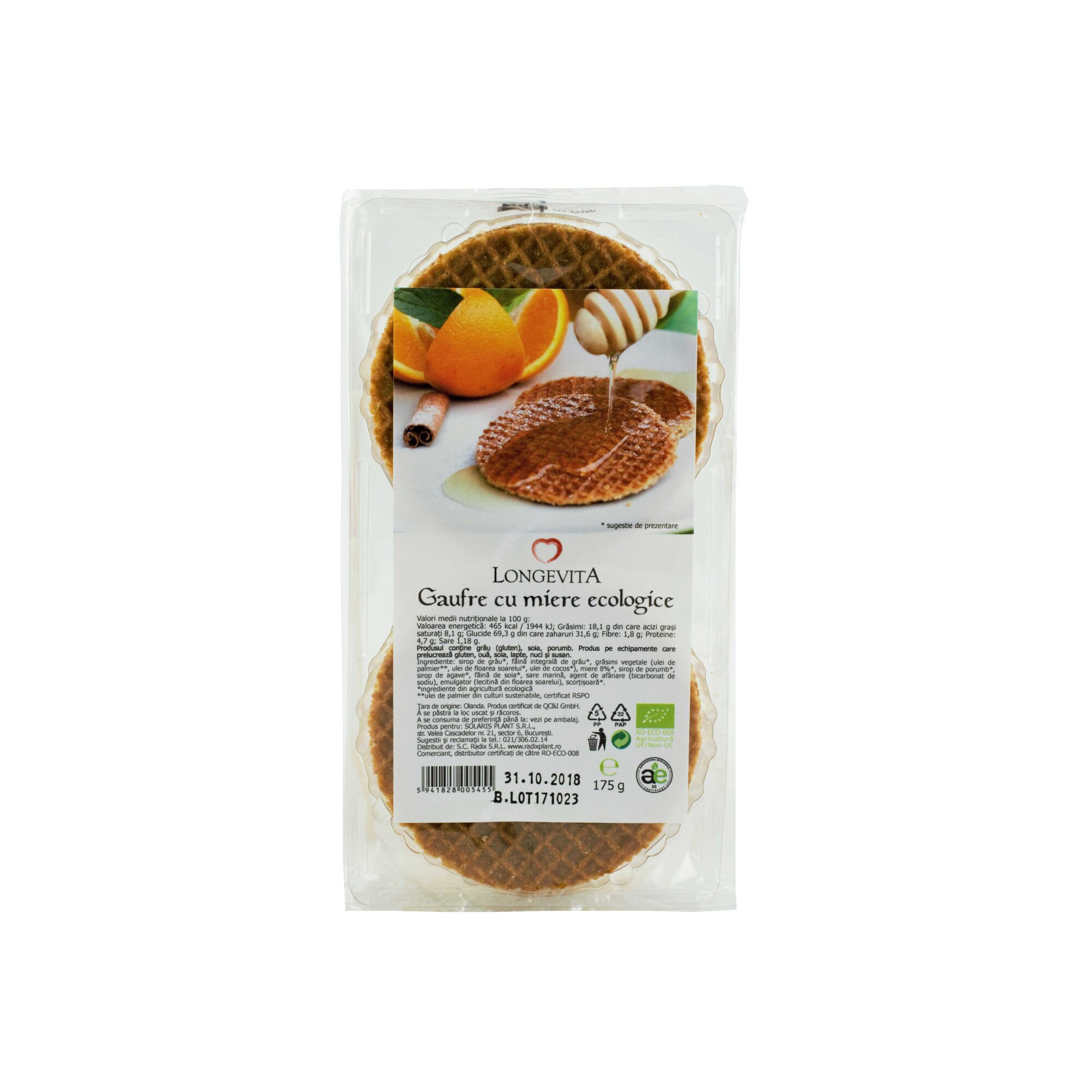 Gaufre cu miere eco, Longevita, 175 g