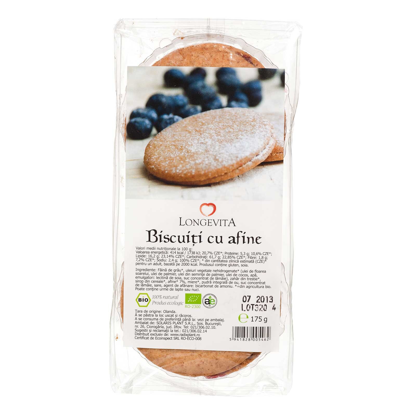 Biscuiti cu crema de afine eco, Longevita, 175 g