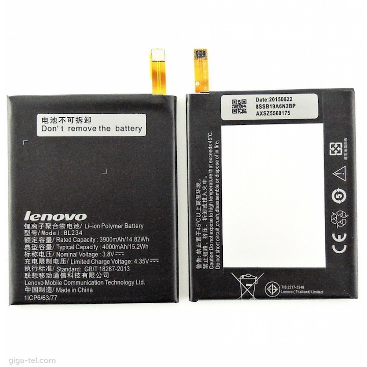 Резервна батерия за Lenovo A5000/P70/P1m, BL234, 4000mAh/3.8V, Bulk