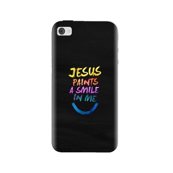 Husa silicon pentru Apple Iphone 4, Jesus Paints A Smile In Me Husa silicon pentru Apple Iphone 4, Jesus Paints A Smile In Me