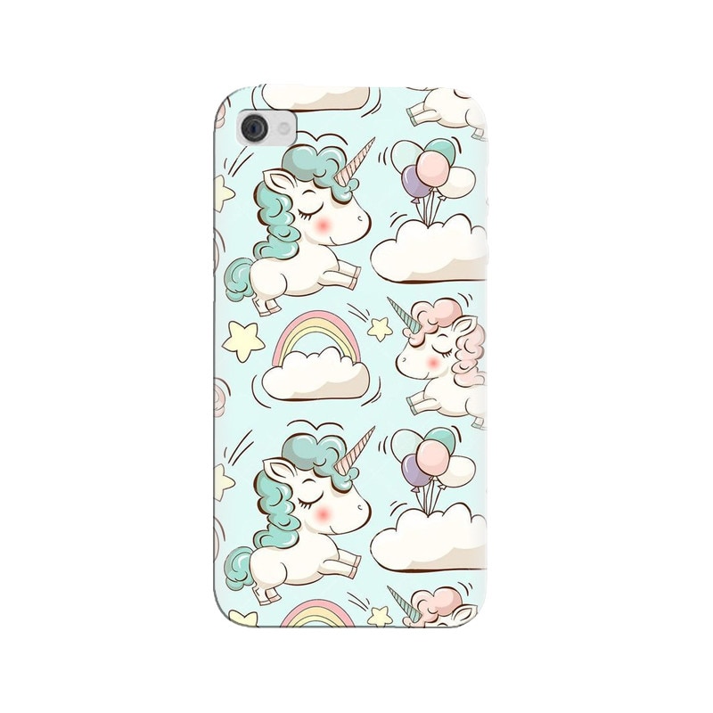 Husa silicon pentru Apple Iphone 4, Unicorns And Clouds
