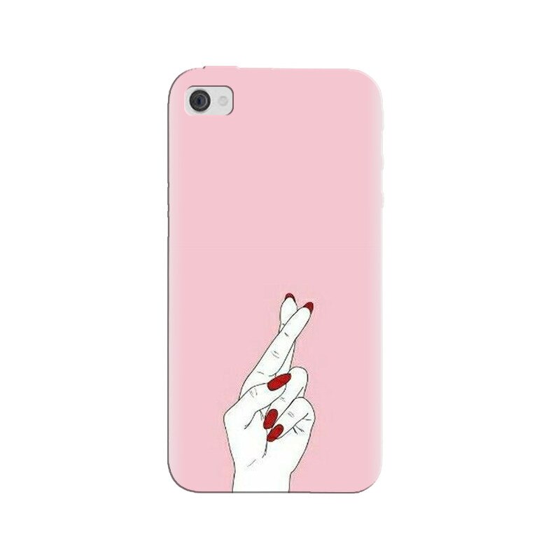 Husa silicon pentru Apple Iphone 4, Pink Finger Cross