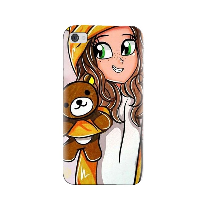 Husa silicon pentru Apple Iphone 4, Girl With Little Bear