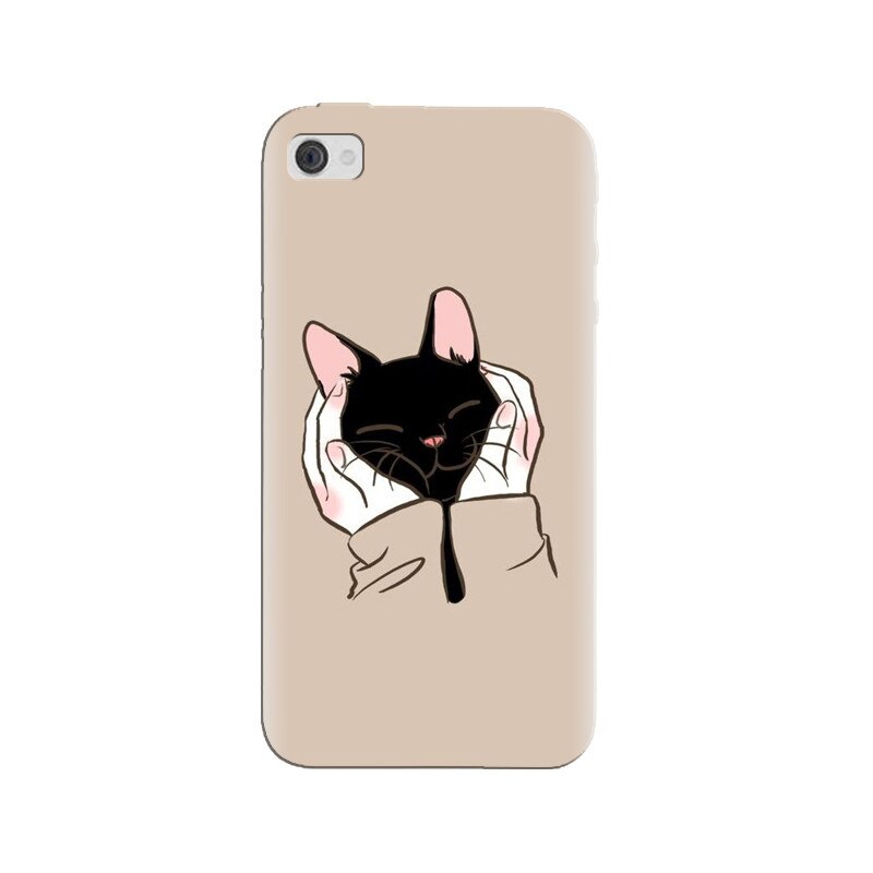 Husa silicon pentru Apple Iphone 4, Th Black Cat In Hands