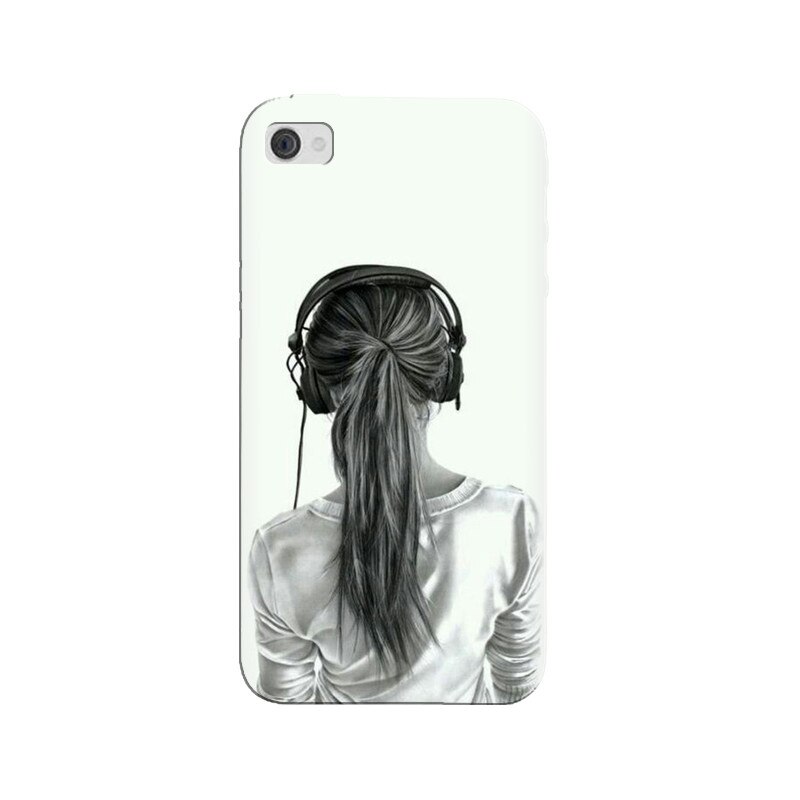Husa silicon pentru Apple Iphone 4, Girl With Headphone