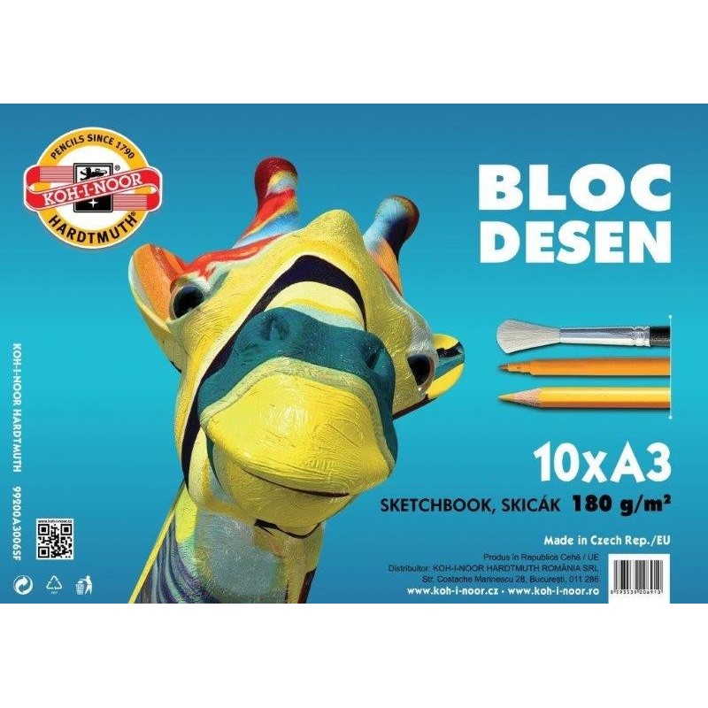 Bloc desen Koh-I-Noor Girafa, A3, 180g, 10 file