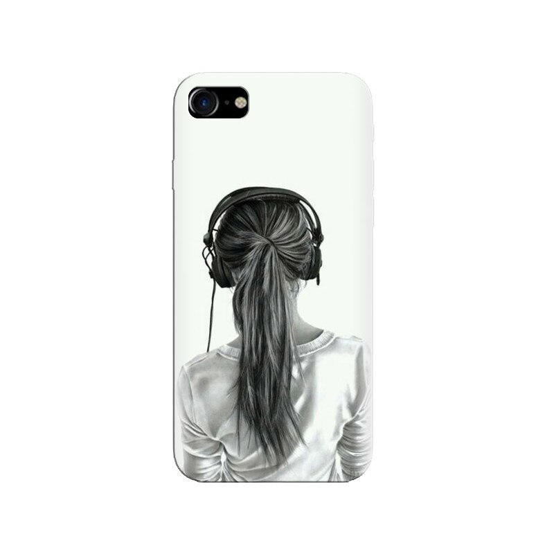Husa silicon pentru Apple Iphone 7, Girl With Headphone