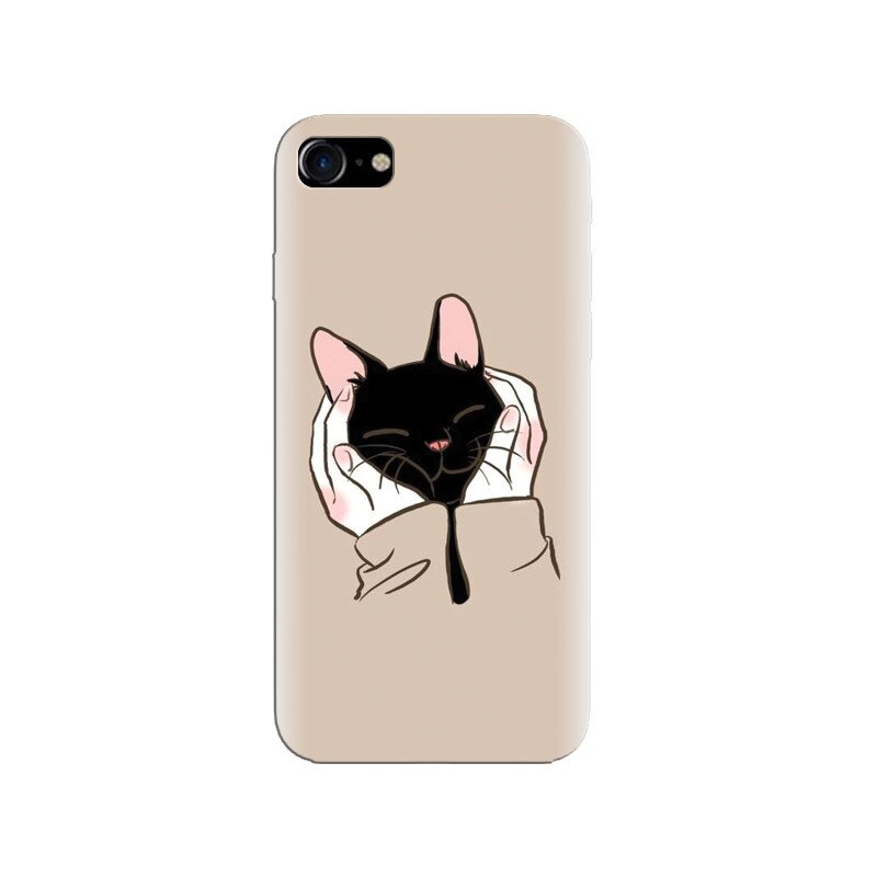 Husa silicon pentru Apple Iphone 8, Th Black Cat In Hands