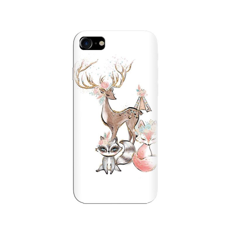 Husa silicon pentru Apple Iphone 7, Foxs And Deer