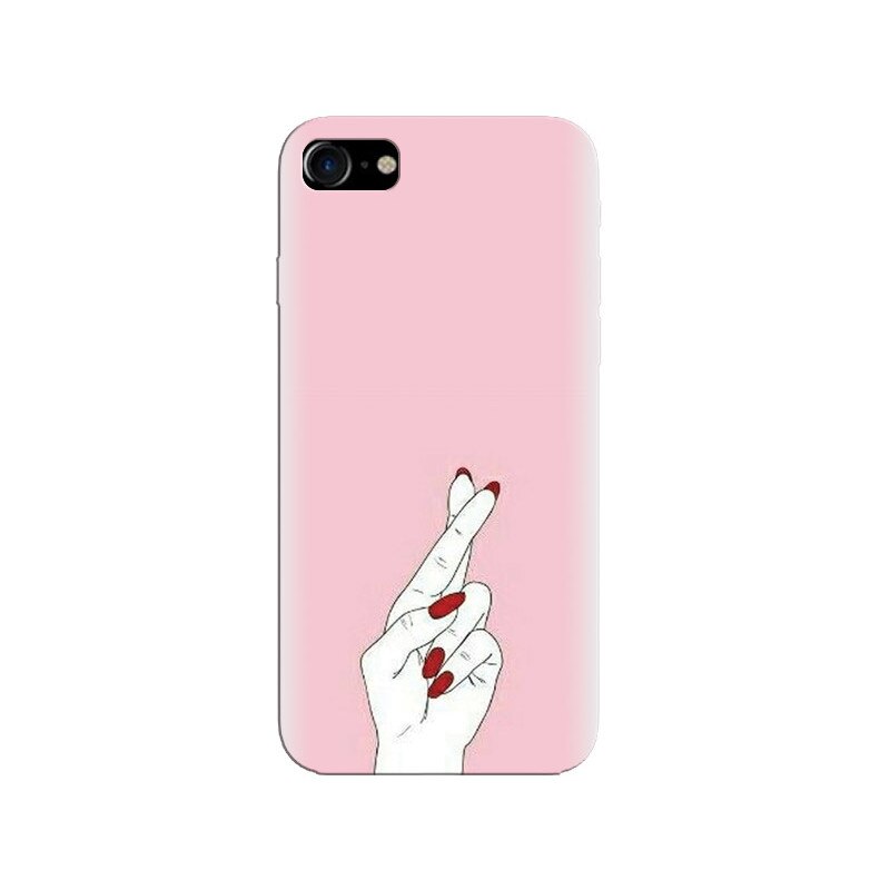 Husa silicon pentru Apple Iphone 7, Pink Finger Cross