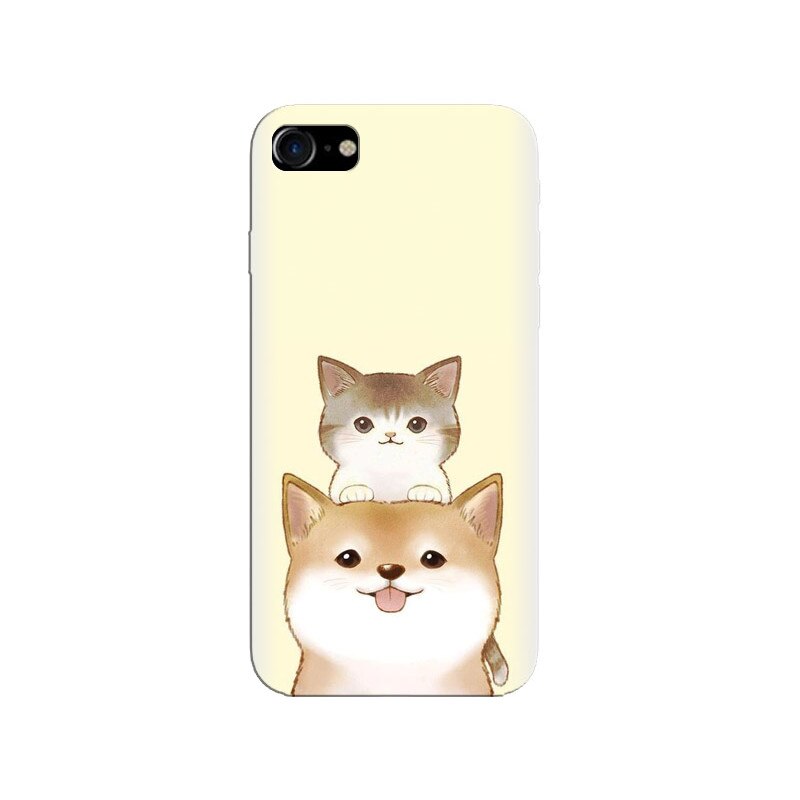 Husa silicon pentru Apple Iphone 8, Two Cat