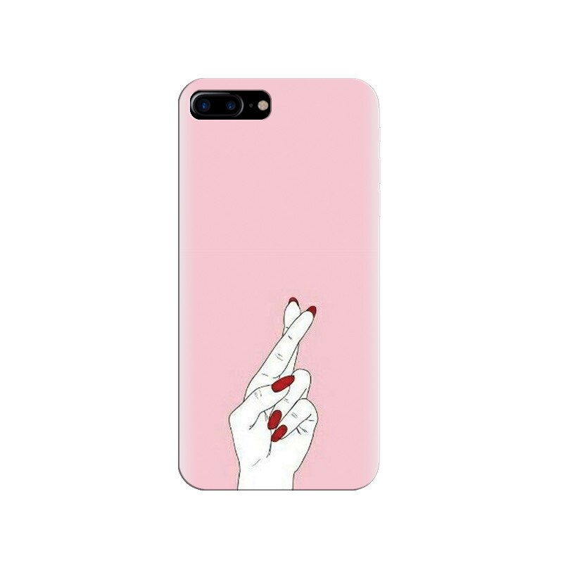 Husa silicon pentru Apple Iphone 8 Plus, Pink Finger Cross