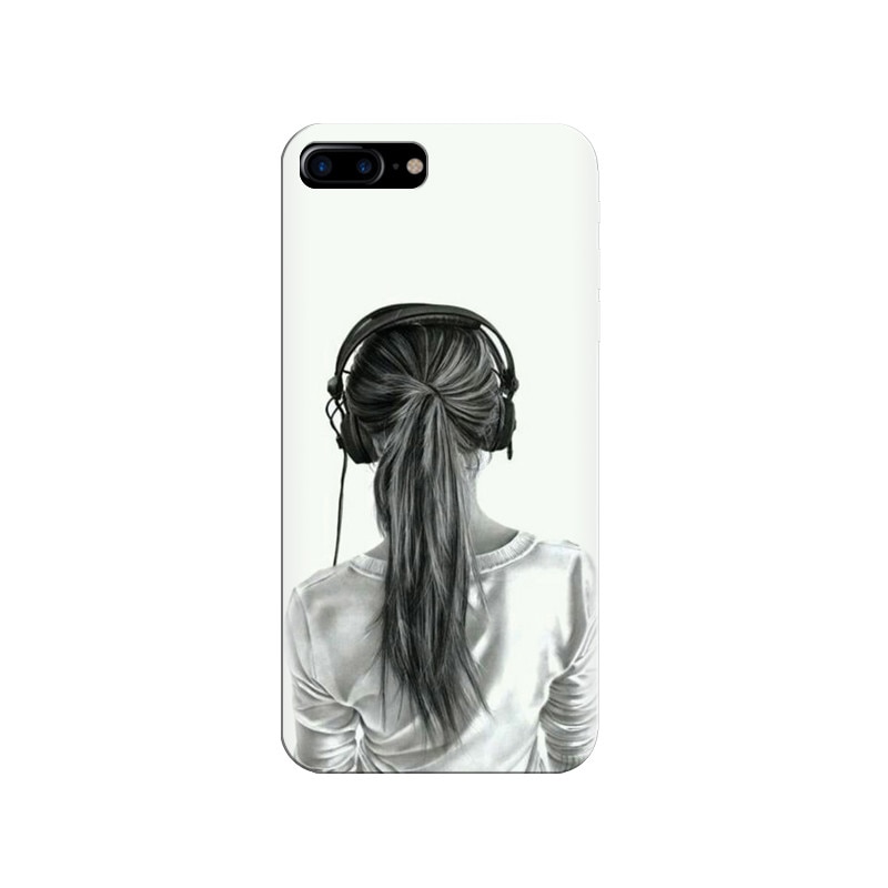Husa silicon pentru Apple Iphone 7 Plus, Girl With Headphone
