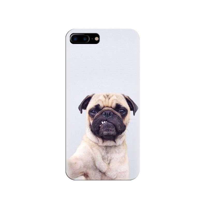 Husa silicon pentru Apple Iphone 8 Plus, Simple Pug Selfie