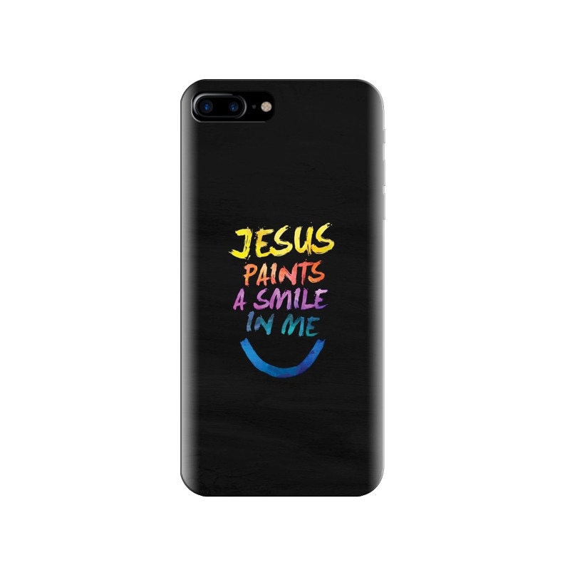 Husa silicon pentru Apple Iphone 7 Plus, Jesus Paints A Smile In Me