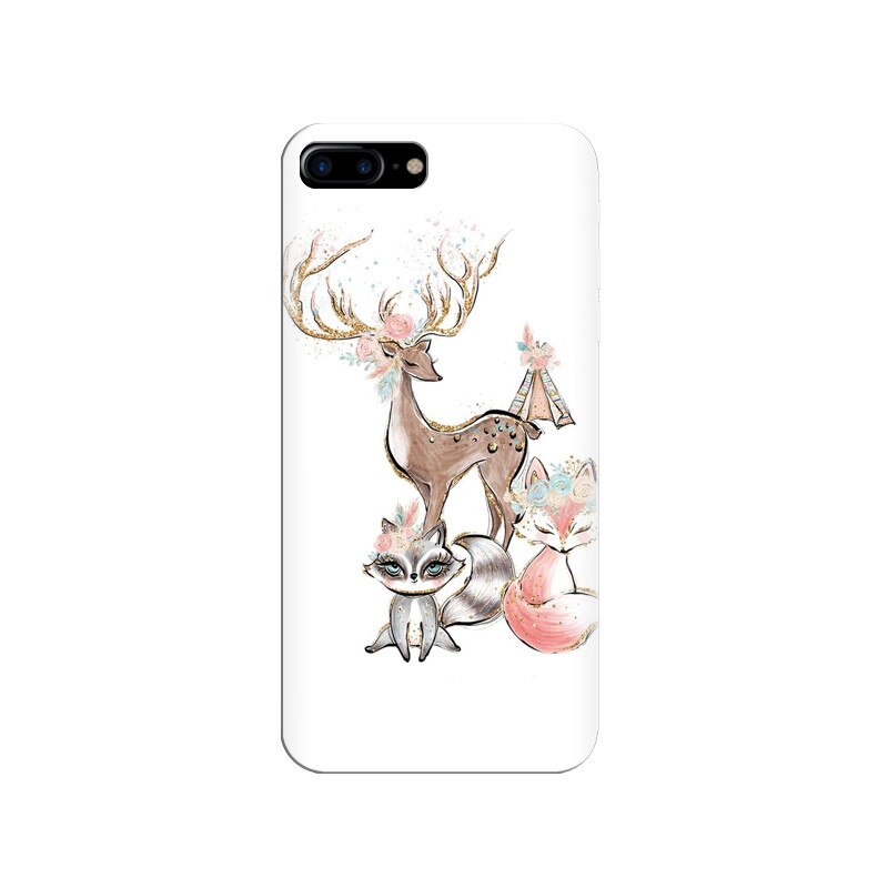 Husa silicon pentru Apple Iphone 7 Plus, Foxs And Deer