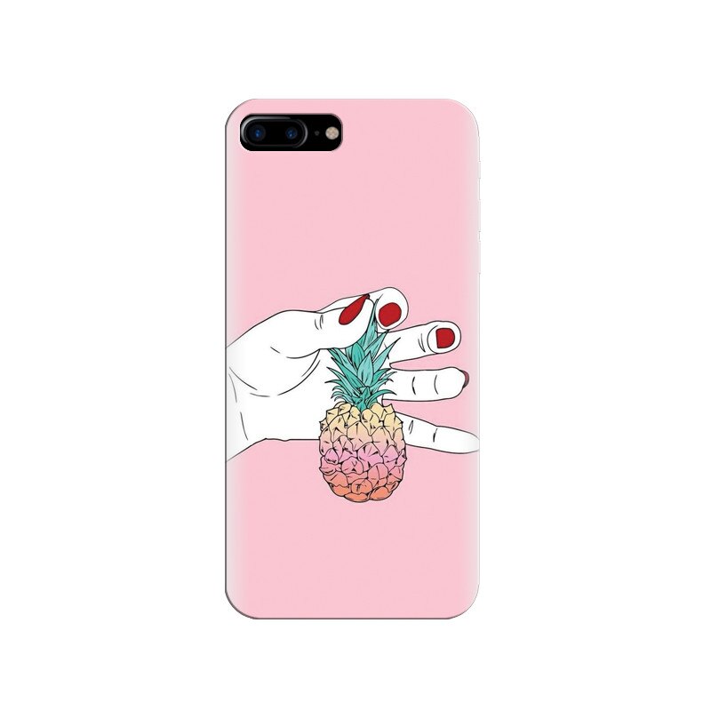 Husa silicon pentru Apple Iphone 8 Plus, Rainbow Pinepple