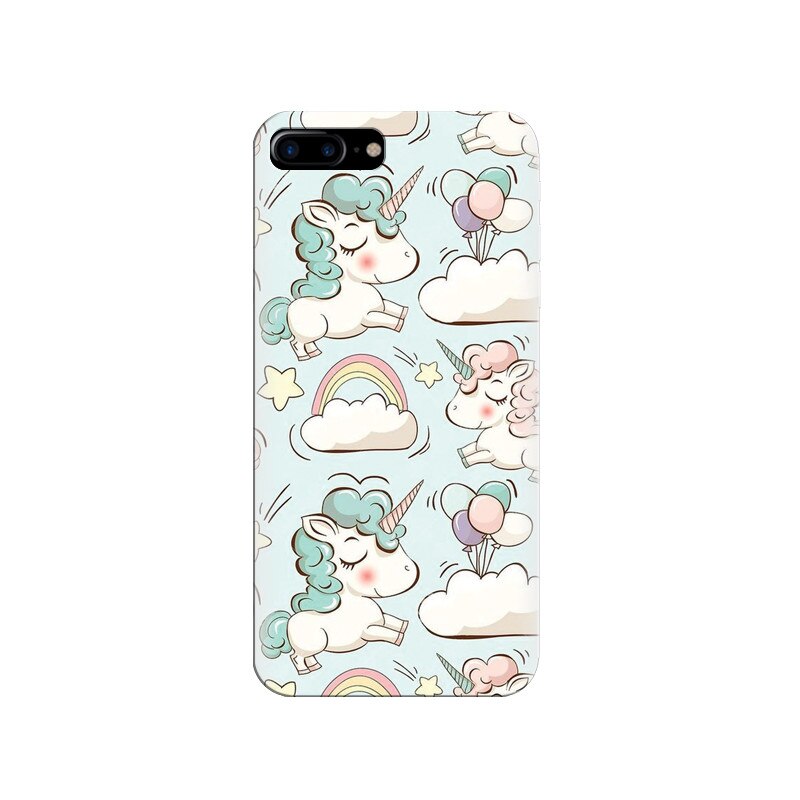 Husa silicon pentru Apple Iphone 8 Plus, Unicorns And Clouds