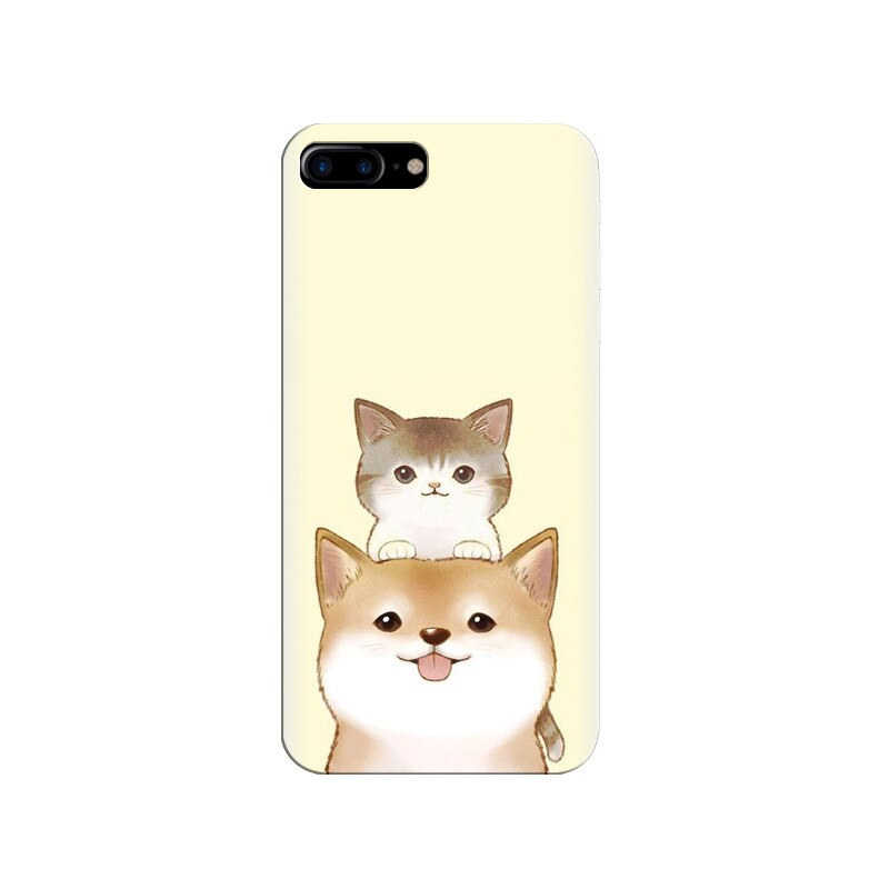 Husa silicon pentru Apple Iphone 8 Plus, Two Cat