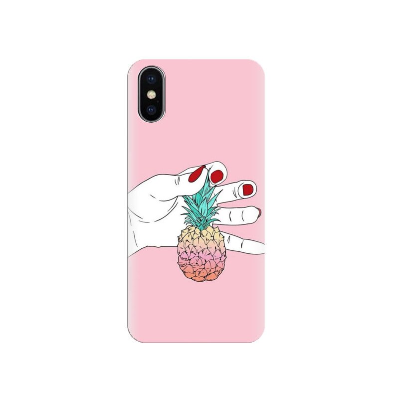 Husa silicon pentru Apple Iphone X, Rainbow Pinepple