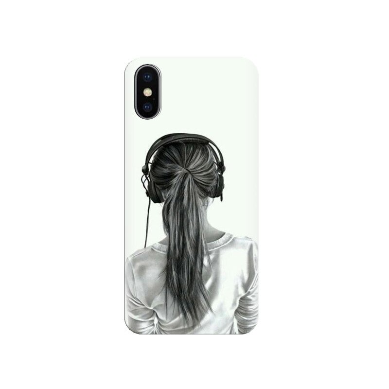 Husa silicon pentru Apple Iphone X, Girl With Headphone