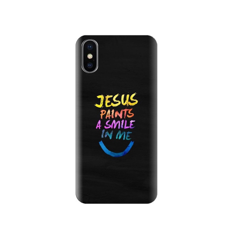 Husa silicon pentru Apple Iphone X, Jesus Paints A Smile In Me