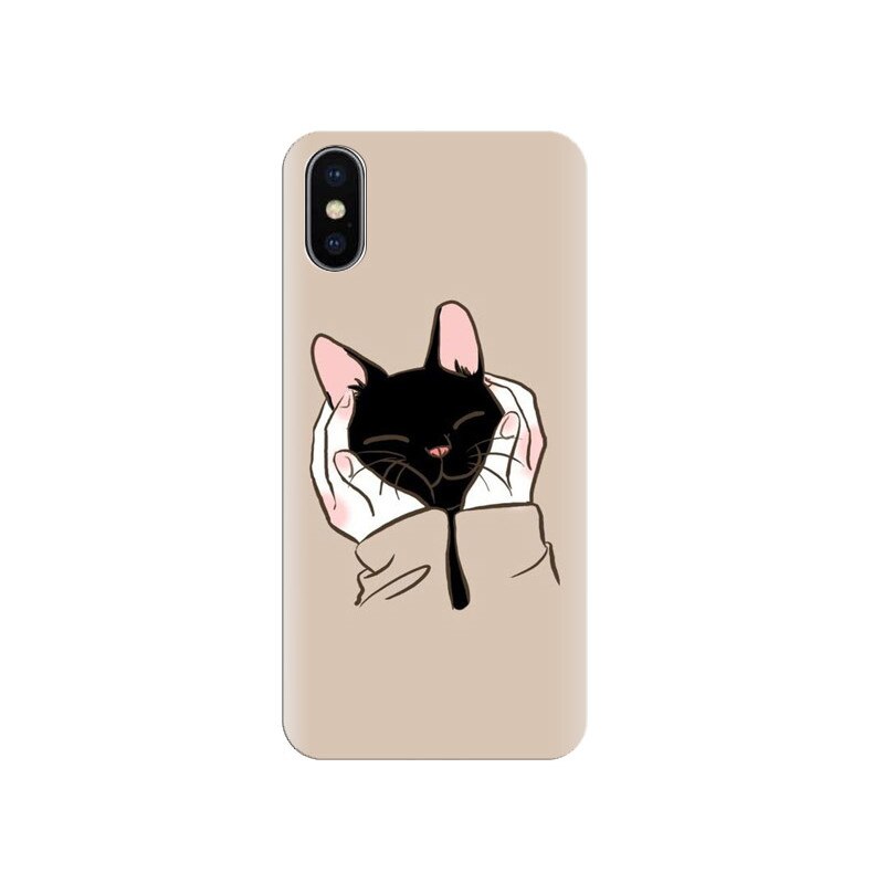 Husa silicon pentru Apple Iphone X, Th Black Cat In Hands