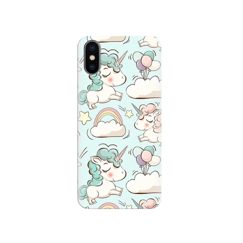 Husa silicon pentru Apple Iphone X, Unicorns And Clouds