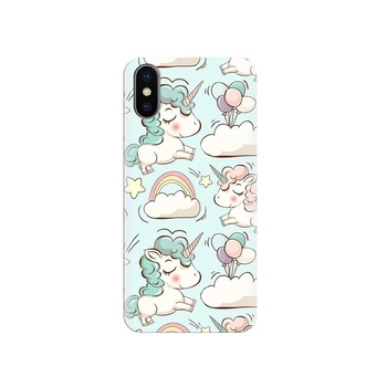 Husa silicon pentru Apple Iphone X, Unicorns And Clouds Husa silicon pentru Apple Iphone X, Unicorns And Clouds