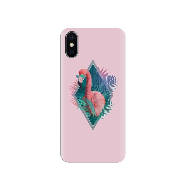 Husa silicon pentru Apple Iphone X, Flamingo With Sunglass