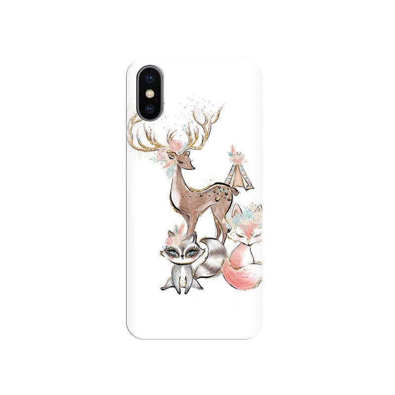 Husa silicon pentru Apple Iphone X, Foxs And Deer