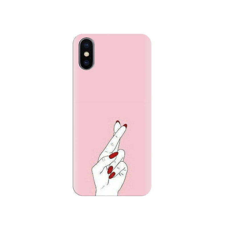 Husa silicon pentru Apple Iphone X, Pink Finger Cross