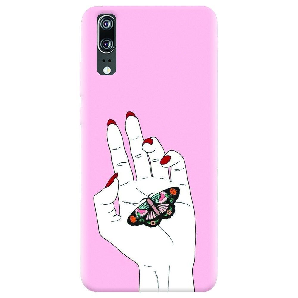 Husa silicon pentru Huawei P20, Butterfly In Hand