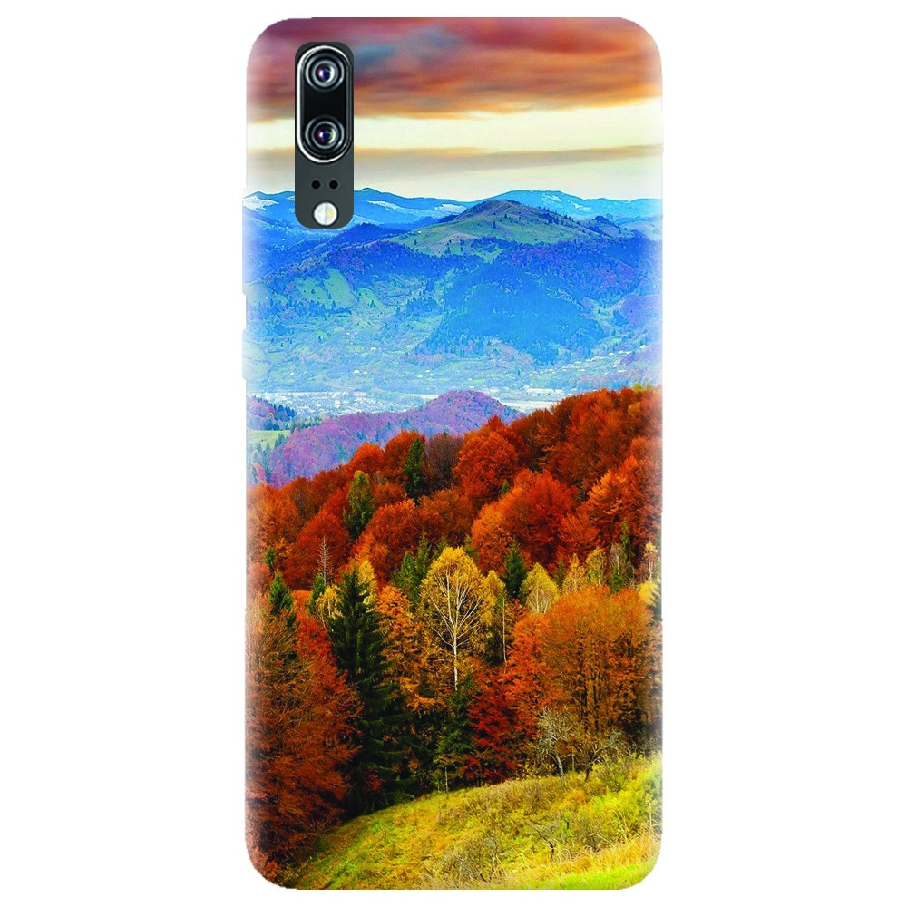 Husa silicon pentru Huawei P20, Autumn Mountain Fall Rusty Forest Colours