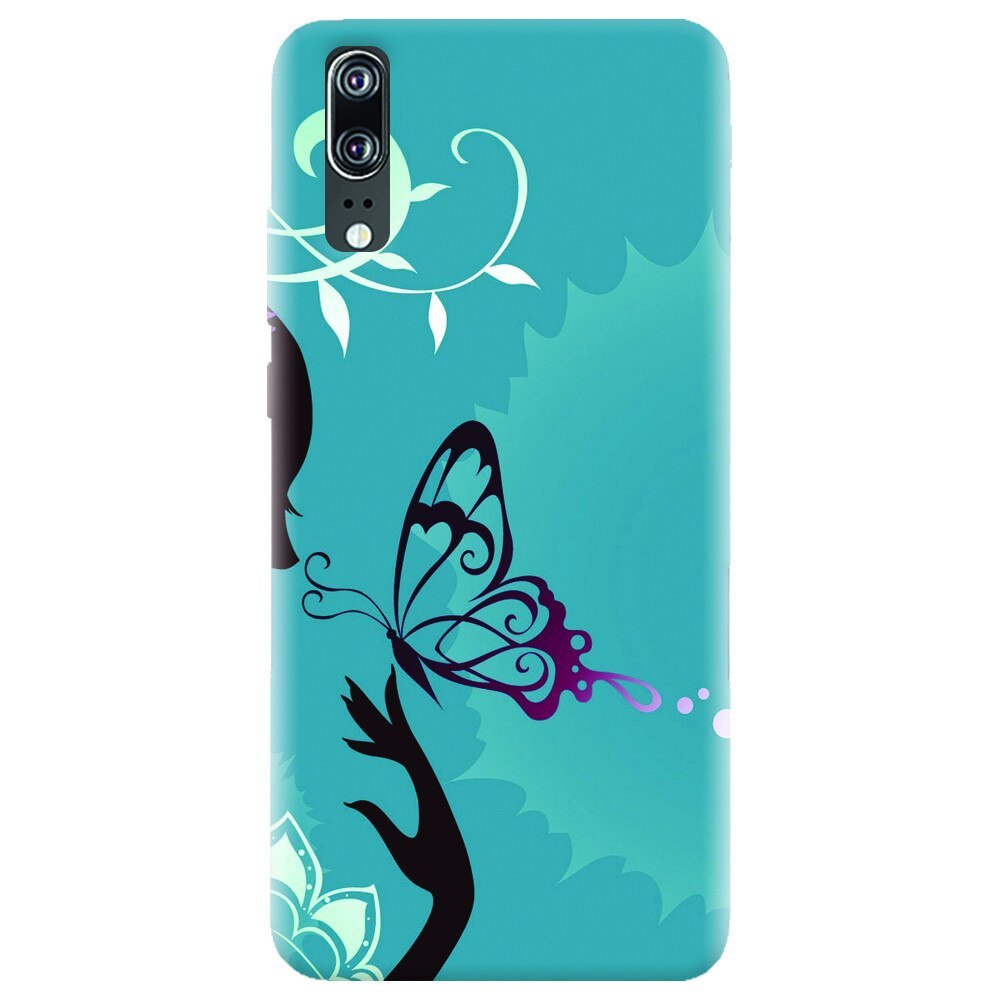 Husa silicon pentru Huawei P20, Blue Butterfly